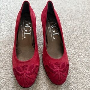 AGL (Attilio Giusti Leombruni) Red Suede Pumps – Made in Italy Size 36.5